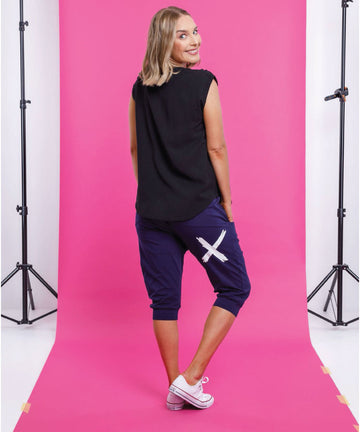 Homelee 3/4 Pants - Evening Blue w White X